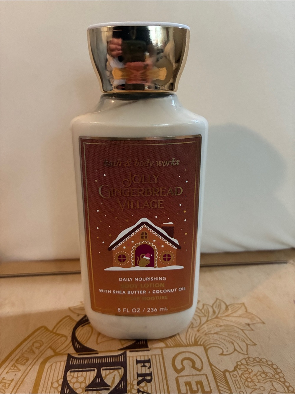 Bath & Body Works Jolly Gingerbread Village Lotion - White & Gold